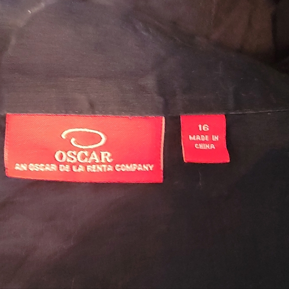 $150 OSCAR DE LA RENTA BLUE WHITE RUFFLE COTTON SHIRT US 16 - Picture 3 of 3